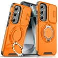 thumbnail image 1 of for Samsung Galaxy S23 Ultra Case, Military Grade Shockproof Bumper Rugged Rotating Stand Ring Holder Anti-Scratch Magnetic Cover Compatible with Car Mount Case for Samsung Galaxy S23 Ultra, Orange, 1 of 9