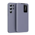 thumbnail image 1 of For Samsung Galaxy S23 Ultra Case PU Leather Flip Case,With Intelligent Window,With Card Holder,Anti-fall Rugged Shockproof Protective Phone Case Cover for Samsung Galaxy S23 Ultra,Purple, 1 of 7