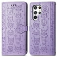 thumbnail image 1 of for Samsung Galaxy S23 Ultra Case, Premium PU Leather Wallet Case [Cat & Dog & Flowers Embossed] Card Slots Kickstand Magnetic Closure Flip Case Cover for Samsung Galaxy S23 Ultra,Purple, 1 of 10