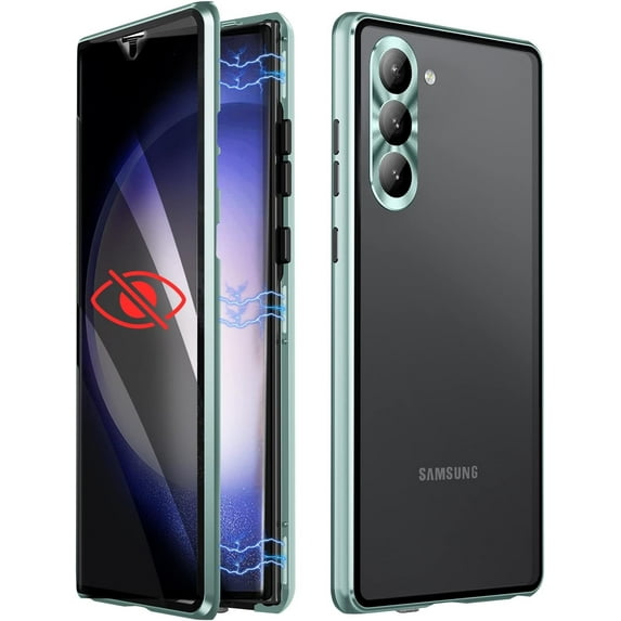 for Samsung Galaxy S23 Ultra Case with Privacy Screen Protector, S23 Ultra Case with Lens Screen Protector & Aluminum Frame Magnetic All-Inclusive Case for Galaxy S23 Ultra 6.8” -Green