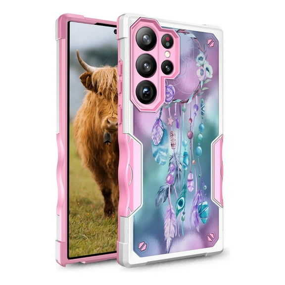 Samsung Galaxy S23 Ultra Case, Rosebono Hybrid Dual Layer Graphic Design Pattern Heavy Duty Protection Case For Samsung Galaxy S23 Ultra (Dream Catcher)