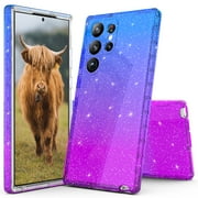 Samsung Galaxy S23 Ultra Case, Rosebono Hybrid Glitter Sparkle Transparent Colorful Gradient TPU Skin Cover Protection Case For Samsung Galaxy S23 Ultra Blue/Purple