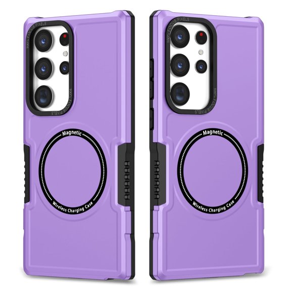 for Samsung Galaxy S23 Ultra Case, Rugged PC Back Shockproof TPU Bumper Wireless Charging Strong Magnetic Shell Slim Lightweight Heavy Duty Protective Cover for Galaxy S23 Ultra, Purple