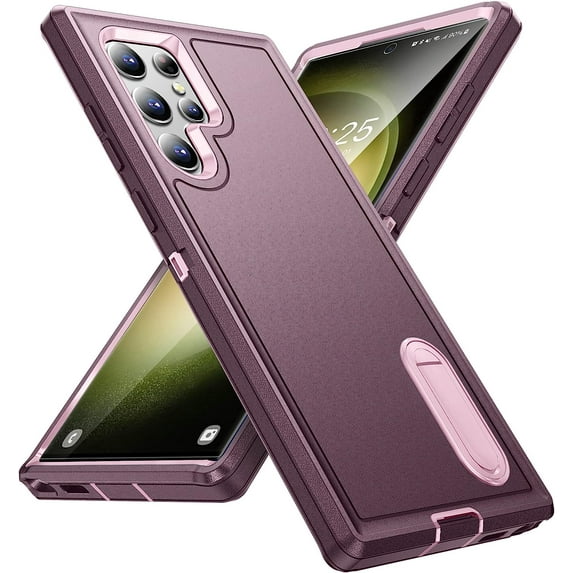 for Samsung Galaxy S23 Ultra Case, Samsung S23 Ultra Phone Case with Built in Kickstand, Shockproof/DropProof Military Grade Protective Cover for Galaxy S23 Ultra 5G (Night Purple/Baby Pink)
