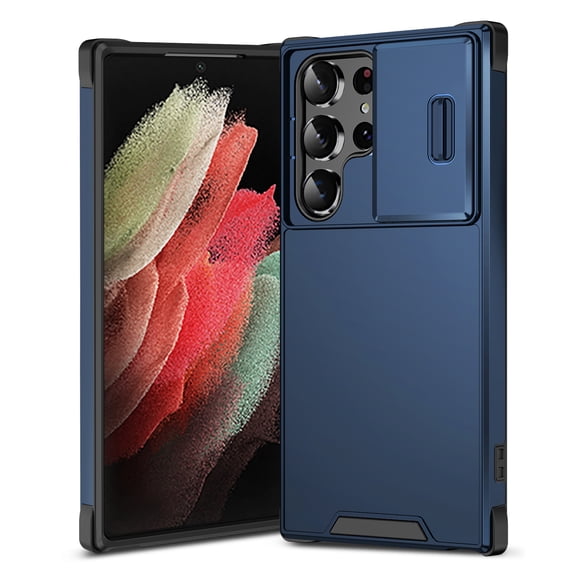 for Samsung Galaxy S23 Ultra Case: Shockproof Protective Rugged Phone Cover with Camera Lens Slide |Drop Proof Military-Grade Protection TPU Hybrid Bumper Case for Samsung Galaxy S23 Ultra,Blue