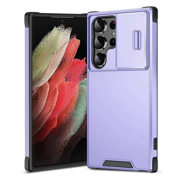 for Samsung Galaxy S23 Ultra Case: Shockproof Protective Rugged Phone Cover with Camera Lens Slide |Drop Proof Military-Grade Protection TPU Hybrid Bumper Case for Samsung Galaxy S23 Ultra,Purple