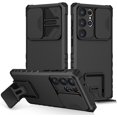 thumbnail image 1 of for Samsung Galaxy S23 Ultra Case with Slide Camera Cover, [Military Drop Protection] [Snug Touch] Hard Back & Soft Edge Phone Case with Stereo Bracket for Samsung S23 Ultra LTT Black, 1 of 18