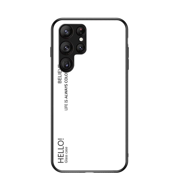 for Samsung Galaxy S23 Ultra Case,Tempered Glass Gradient Color Pattern + TPU Frame Hybrid Slim case for Samsung Galaxy S23 Ultra 6.8 inch, Case Anti-Scratch Anti-Drop Anti-fingerprint, White