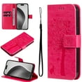 thumbnail image 1 of for Samsung Galaxy S23 Ultra Case Wallet Case with Kickstand Credit Card Holder Slots Cute Cat Butterfly & Tree Embossed Premium PU Leather Protective Phone Case with Wrist Strap,Rose, 1 of 8
