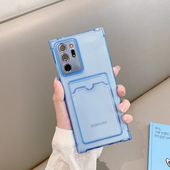 For Samsung Galaxy S23 Ultra Case,Wallet Phone Case Upgrade Slim Fit Card Slot Transparent Crystal Case Protective Soft TPU Shockproof Case with Card Holder for Samsung Galaxy S23 Ultra,Blue