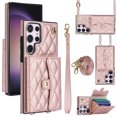 thumbnail image 1 of for Samsung Galaxy S23 Ultra Case, Wallet Phone PU Leather Case with Card Holder Crossbody Cover for Women Girls Strap Wristlet RFID Blocking Shockproof Protective Cover for Samsung S23 Ultra,Rosegold, 1 of 7
