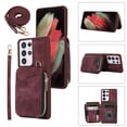 thumbnail image 1 of for Samsung Galaxy S23 Ultra Case Wallet, Zipper Phone Case Purse with RFID Card Holder Wrist Crossbody Strap Handbag Present Cover for Samsung S23 Ultra 6.8 inch (5G, 2023) - Winered, 1 of 7