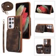thumbnail image 1 of for Samsung Galaxy S23 Ultra Case Wallet, Zipper Phone Case Purse with RFID Card Holder Wrist Crossbody Strap Handbag Present Cover for Samsung S23 Ultra 6.8 inch (5G, 2023) - Brown, 1 of 7