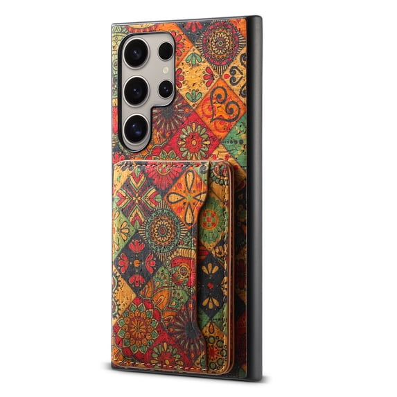 for Samsung Galaxy S23 Ultra Luxury Premium PU Leather + TPU Case with 3 Card Slots, Kickstand Back Case Floral Pattern Skin-Friendly Shock-resistance Cover for Samsung Galaxy S23 Ultra, Autumn