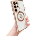 thumbnail image 1 of for Samsung Galaxy S23 Ultra Magnetic Case Compatible with MagSafe Cute Rose Flower Case Luxury Plating Camera Lens Cover Shockproof Soft Bumper S23 Ultra Case 6.8" for Women Men (White), 1 of 12