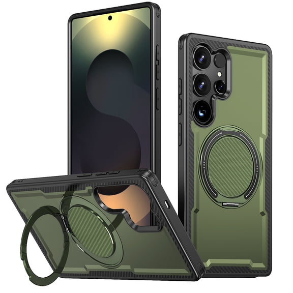 for Samsung Galaxy S23 Ultra Magnetic Case with Invisible Ring Kickstand Phone Case, [Compatible with Mag-Safe] [Secure Ring Grip] Rugged Shockproof Cover for Samsung Galaxy S23 Ultra, Green
