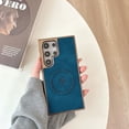 thumbnail image 1 of for Samsung Galaxy S23 Ultra Magnetic Case with PU Leather Back & Plated Frame, Compatible with MagSafe, Fashion Ultra Slim Lightweight Drop Protective Phone Case Cover for Men and Women, Blue, 1 of 7