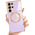 thumbnail image 1 of for Samsung Galaxy S23 Ultra Magnetic Phone Case Luxury Plating Cute Love Heart [Compatible with Magsafe] Slim Fit Shockproof Full Body Protective Case for Women Girls-Purple, 1 of 6