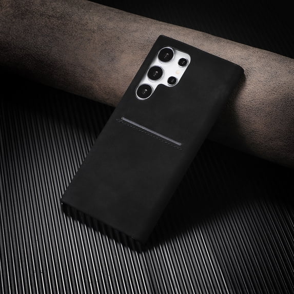 for Samsung Galaxy S23 Ultra PU Leather Back Case, Retro Skin Friendly Classic Card Slot Ultra Slim Shockproof Business Phone Cover for Men Women for Samsung Galaxy S23 Ultra, Black