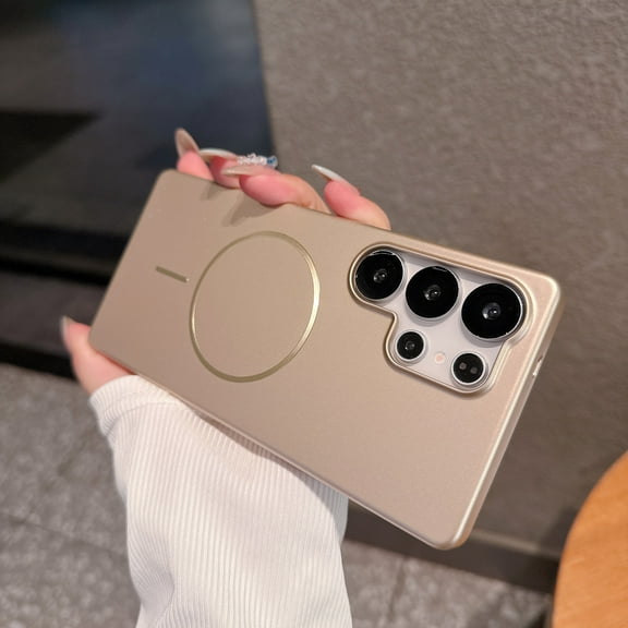 For Samsung Galaxy S23 Ultra Phone Case,Compatible with Mag-Safe,Glossy Ultra Slim Shockproof Anti-Scratch Drop Proof Protection Skin Feel Anti-fingerprint Thin Fit Phone Case Cover,Desertgold