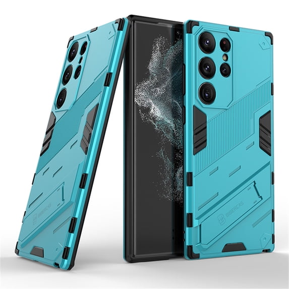 for Samsung Galaxy S23 Ultra Phone Case, Kickstand Rugged Shockproof TPU All-Inclusive Lens Protective Shell Hard PC Back Cover Sturdy Case for Samsung S23 Ultra 5G Phone, Blue