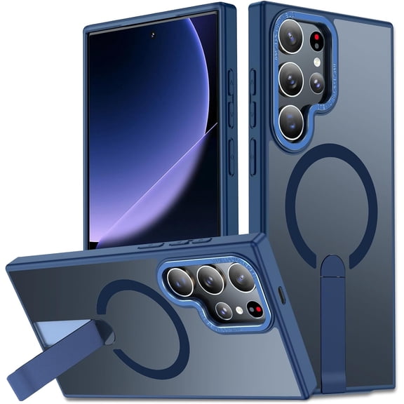 for Samsung Galaxy S23 Ultra Phone Case, S23 Ultra Magnetic Case Built-in Invisible Stand [Compatible with MagSafe] [Military-Grade Protection] Shockproof Cover for Galaxy S23ultra (Blue)