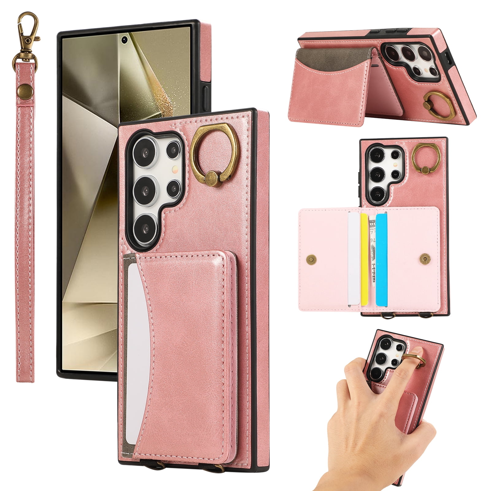 Wrist Rotationm for Samsung Galaxy S23 Ultra Wallet Case with Card Slots, Hand Wrist ...