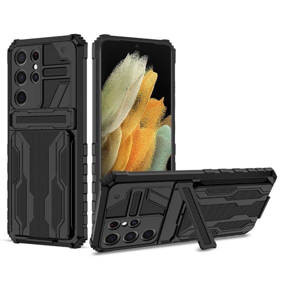 for Samsung Galaxy S23 Ultra Wallet Case, with Credit Card Holder Stand Kickstand Slim Rugged Shockproof Heavy Duty Defender Armor Military Grade Protective Case for Samsung Galaxy S23 Ultra,Black