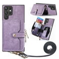 thumbnail image 1 of for Samsung Galaxy S23 Ultra Wallet Case, Crossbody Phone Purse with Card Holder for Women, Zipper PU Leather Carrying Cover Gift with Shoulder Strap Kickstand Anti-drop for S23 Ultra - Purple, 1 of 10
