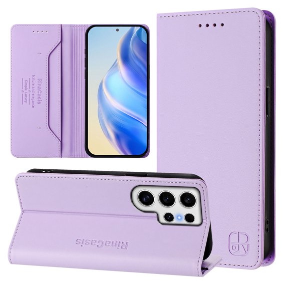 for Samsung Galaxy S23 Ultra Wallet Case PU Leather Folio Flip Cover with RFID Blocking Credit Card Holder, Kickstand Protective Shockproof Cover for Samsung Galaxy S23 Ultra Purse Case, Purple