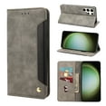 thumbnail image 1 of Samsung Galaxy S23 Ultra Wallet Case with [RFID Blocking] Card Slot Kickstand Retro Magnetic Closure Leather Flip Fold Protective Phone Case for Samsung Galaxy S23 Ultra Case Wallet, Gray, 1 of 9