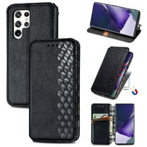 for Samsung Galaxy S23 Ultra Wallet Case, Vintage PU Leather Flip Case with Card Holder Kickstand Hidden Magnet Folio Case Book Cover Compatible with Samsung Galaxy S23 Ultra - Black