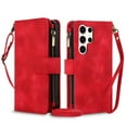 thumbnail image 1 of for Samsung Galaxy S23 Ultra Wallet Case for Women Girls, RFID Blocking Credit Card Slots PU Leather Purse Case with Crossbody Strap Wristlet Magnetic Folio Stand Cover for Galaxy S23 Ultra, Red, 1 of 6