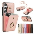 thumbnail image 1 of for Samsung Galaxy S23 Wallet Case with Card Holder, PU Leather Case with Ring Holder Kickstand, Snap Button Card Slots Case for Women Men for S23 with Crossbody Strap - Rosegold, 1 of 8