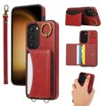 thumbnail image 1 of for Samsung Galaxy S23 Wallet Case with Card Holder - PU Leather Case for Women & Girls, Wrist Hand Strap, Secure Finger Ring, Shockproof Protective Phone Cover for Galaxy S23, Red, 1 of 7