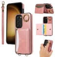 thumbnail image 1 of for Samsung Galaxy S23 Wallet Case with Card Holder - PU Leather Case for Women & Girls, Wrist Hand Strap, Secure Finger Ring, Shockproof Protective Phone Cover for Galaxy S23, Pink, 1 of 7