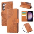thumbnail image 1 of for Samsung Galaxy S23 Wallet Case with Credit Card Holder, Flower Pattern Flip PU Leather Stand Shockproof Protective Phone Cover for Samsung Galaxy S23 Magnetic Clasp Purse Case, Brown, 1 of 11