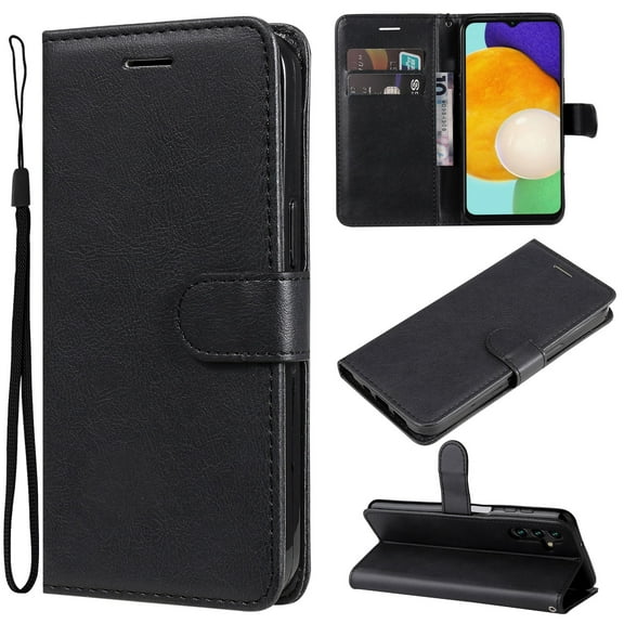 for Samsung Galaxy S23 Wallet Case, with Credit Card Holder and Wrist Strap, RFID Blocking PU Leather Flip Magnetic Cell Phone Cover Case for Samsung Galaxy S23, Black