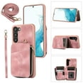 thumbnail image 1 of for Samsung Galaxy S23 Wallet Case Crossbody Strap, Zipper Phone Case with Card Holder Wrist Strap Purse Cover with Kickstand Compatible with Samsung Galaxy S23 6.1 inch - Pink, 1 of 8