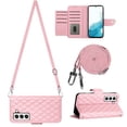 thumbnail image 1 of for Samsung Galaxy S23 Wallet Case, Elegant Card Holder Cash Slot PU Leather Kickstand Shoulder Strap Shockproof Protective Flip Women Girls Case Cover for Samsung Galaxy S23, Pink, 1 of 6