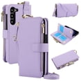 thumbnail image 1 of for Samsung Galaxy S23 Wallet Case, Multi-Functional Zipper Purse Case with Card Holders, RFID Blocking Full Body Case, Shoulder Strap Wristband Crossbody Cover for Galaxy S23, Violet, 1 of 7