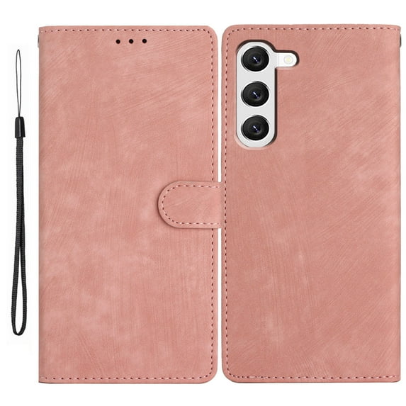 for Samsung Galaxy S23 Wallet Case, Premium PU Leather Card/Photo Slots Shockproof Classic with Wrist Strap Cash Pocket Wallet Purse Slim Flip Case Cover for Samsung Galaxy S23, Pink