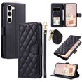 thumbnail image 1 of for Samsung Galaxy S23 Wallet Case, Premium PU Leather Magnetic Flip Folio Case with Wrist Strap Credit Card Holder for Women Men Crossbody Strap Case Cover for Samsung Galaxy S23, Black, 1 of 9