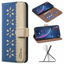For Samsung Galaxy S23 Wallet Case with RFID Blocking Credit Card Flip Stand Cute Flower Hollow-out Design PU Leather Magnetic Clasp Closure Phone Cover For Samsung Galaxy S23,Darkblue