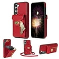 thumbnail image 1 of for Samsung Galaxy S23 Wallet Case, Samsung S23 Zipper Purse Crossbody Wallet Phone Case with Lanyard, Metal Buckle Closure PU Leather Card Holder Kickstand Flip Folio Protective Cover, Red, 1 of 7