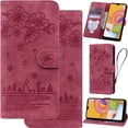 thumbnail image 1 of for Samsung Galaxy S23FE Leather Phone Case, Oil Painting Style Cherry Blossoms Cartoon Cat Plants Floral Folio Flip Cover, Card Holder Cash Slot, Magnetic Flower Buckle, 1 of 7
