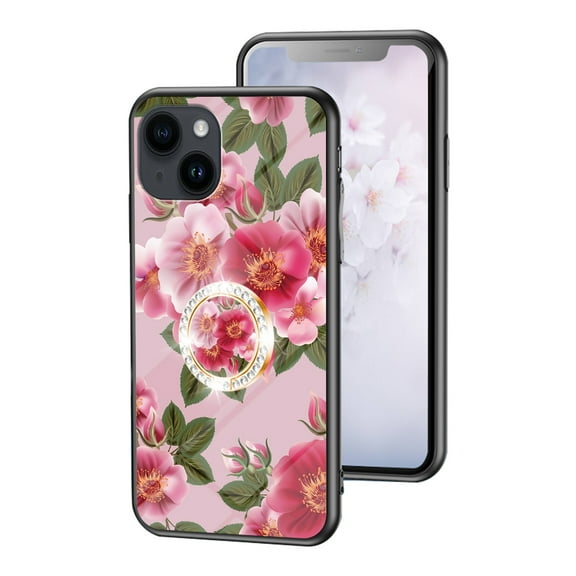 This Samsung Galaxy S23ultra phone case comes with a 360° rotating metal ring, making it convenient to carry. It features a magnetic stand and a floral pattern.