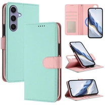 For Samsung Galaxy S24 5G RFID Blocking Protective Purse 2-in-1 Detachable Bicolor Wallet Case Magnetic Flip Cover Multi-Card Slots Pocket With Wrist Strap Phone Case,Green,For Galaxy S24 (5G)