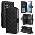 thumbnail image 1 of For Samsung Galaxy S24+ 5G Wallet Case Magnetic Flip Cover 9-Card Slots Zipper Pocket With Detachable Shoulder Strap And Wrist Strap,Black,For Galaxy S24+ (5G), 1 of 7