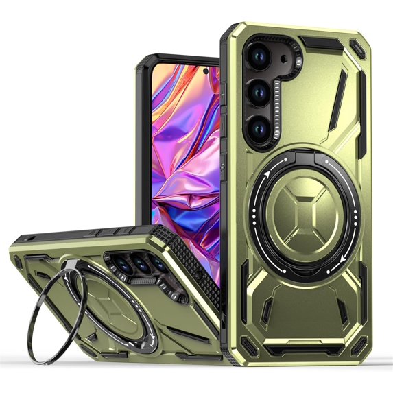 for Samsung Galaxy S24 Case with 360° Ring Kickstand, Dual Layer Military Grade Heavy Duty Shockproof Protection Rugged Phone Case Cover for Samsung Galaxy S24. SHJ-Green